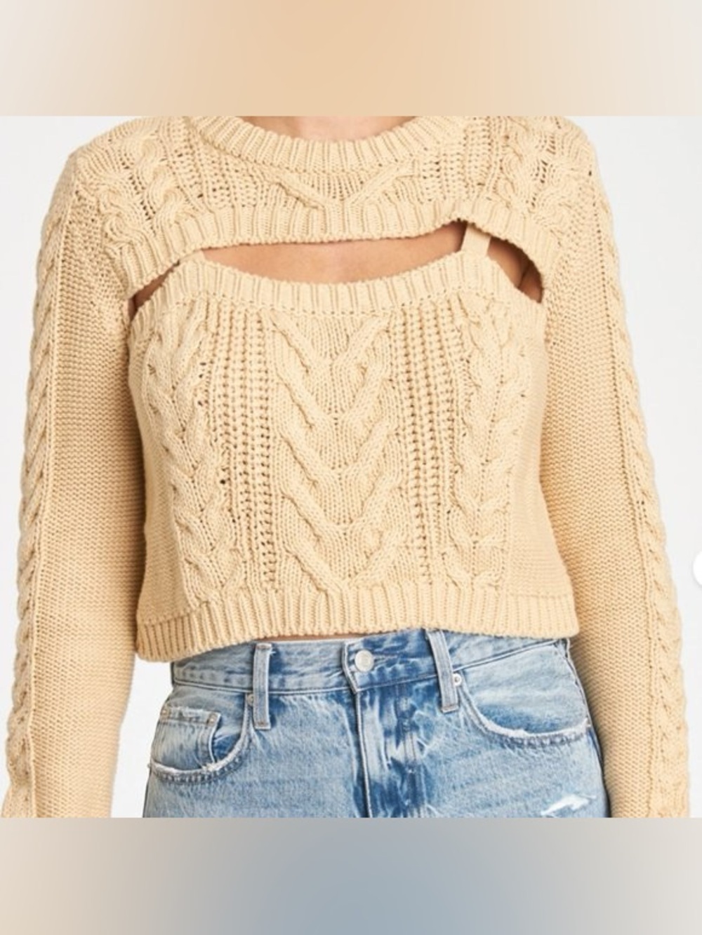 PISTOLA Beige Cutout Cable Knit Sweater - Women